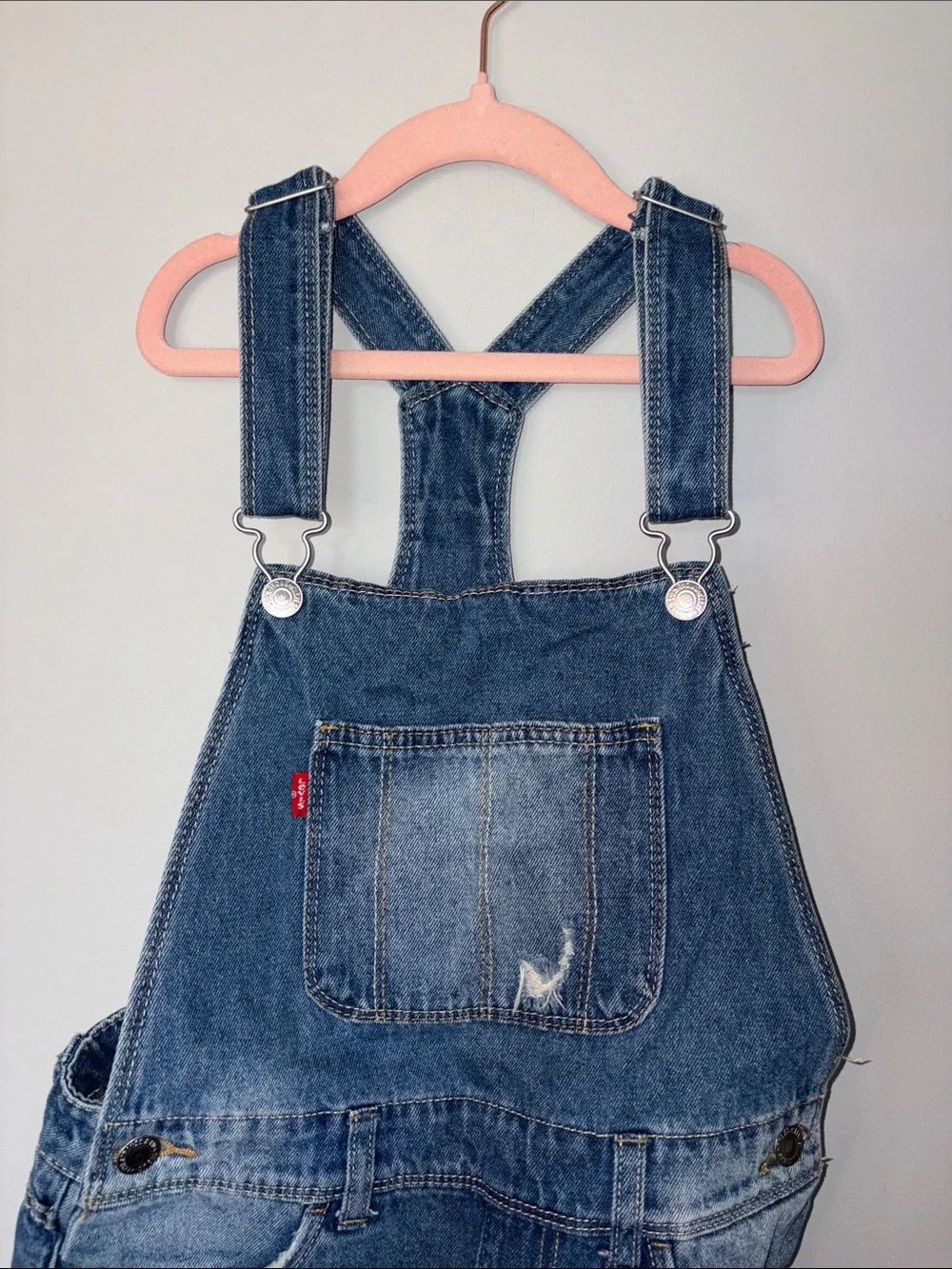 Levi's Dark Blue Kids Denim Short Overalls Size 12